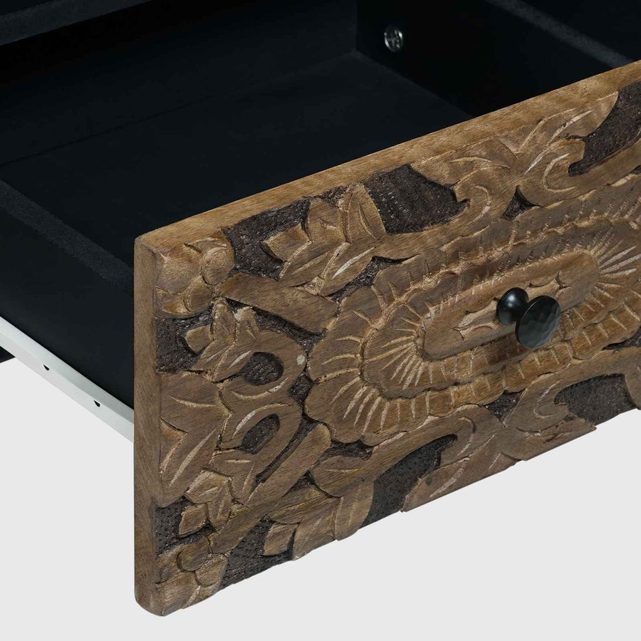 TV-kast met lade Bruin 100 x 33,5 x 46 cm Massief Mango Hout