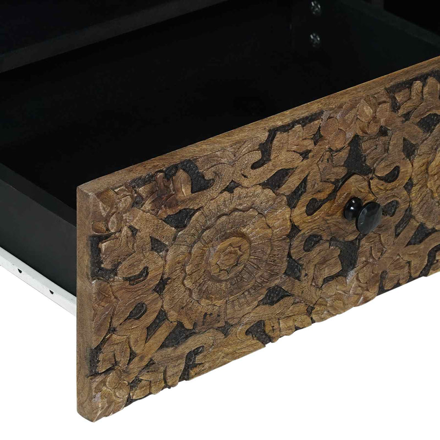 TV-kast met lade Bruin 80 x 33,5 x 46 cm Massief Mango Hout