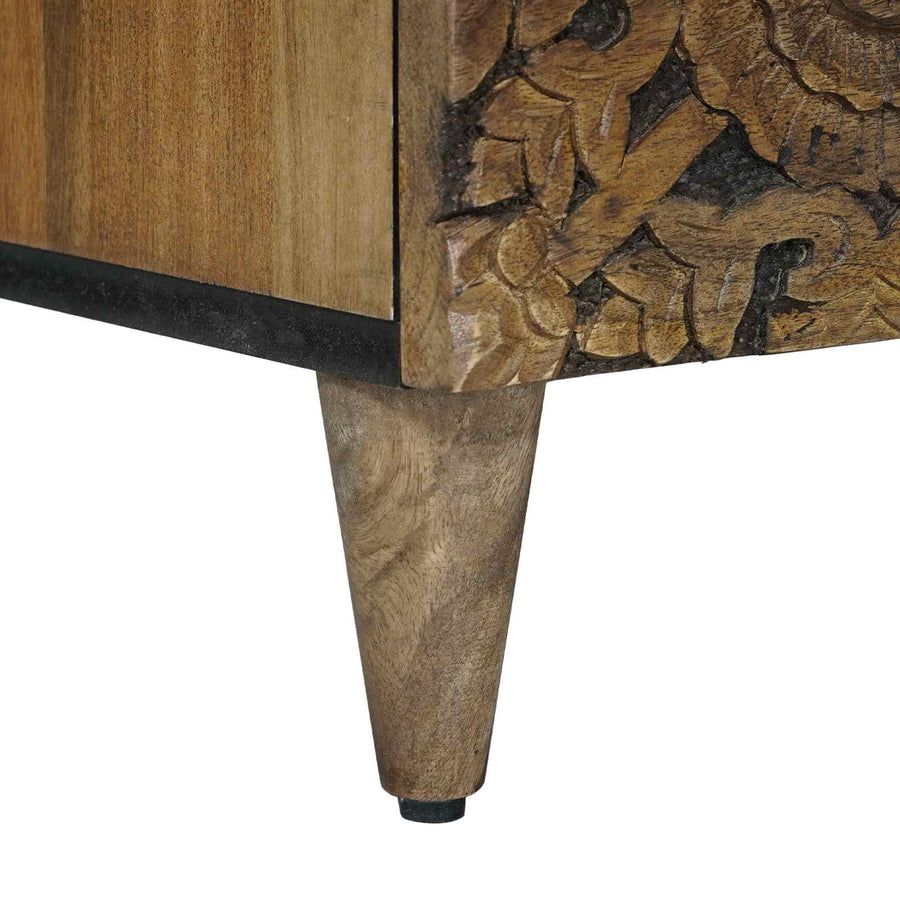 TV-kast met lade Bruin 80 x 33,5 x 46 cm Massief Mango Hout