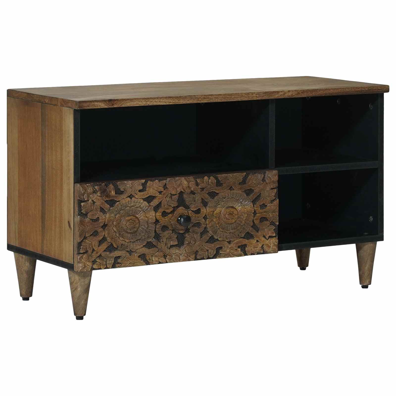 TV-kast met lade Bruin 80 x 33,5 x 46 cm Massief Mango Hout