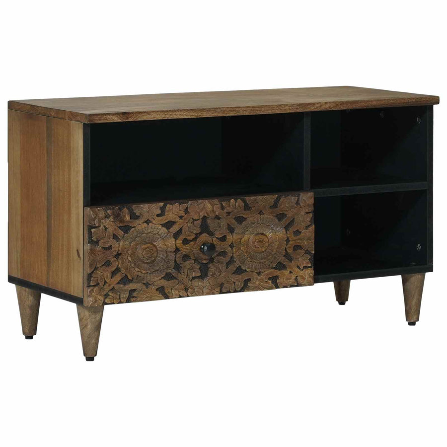 TV-kast met lade Bruin 80 x 33,5 x 46 cm Massief Mango Hout