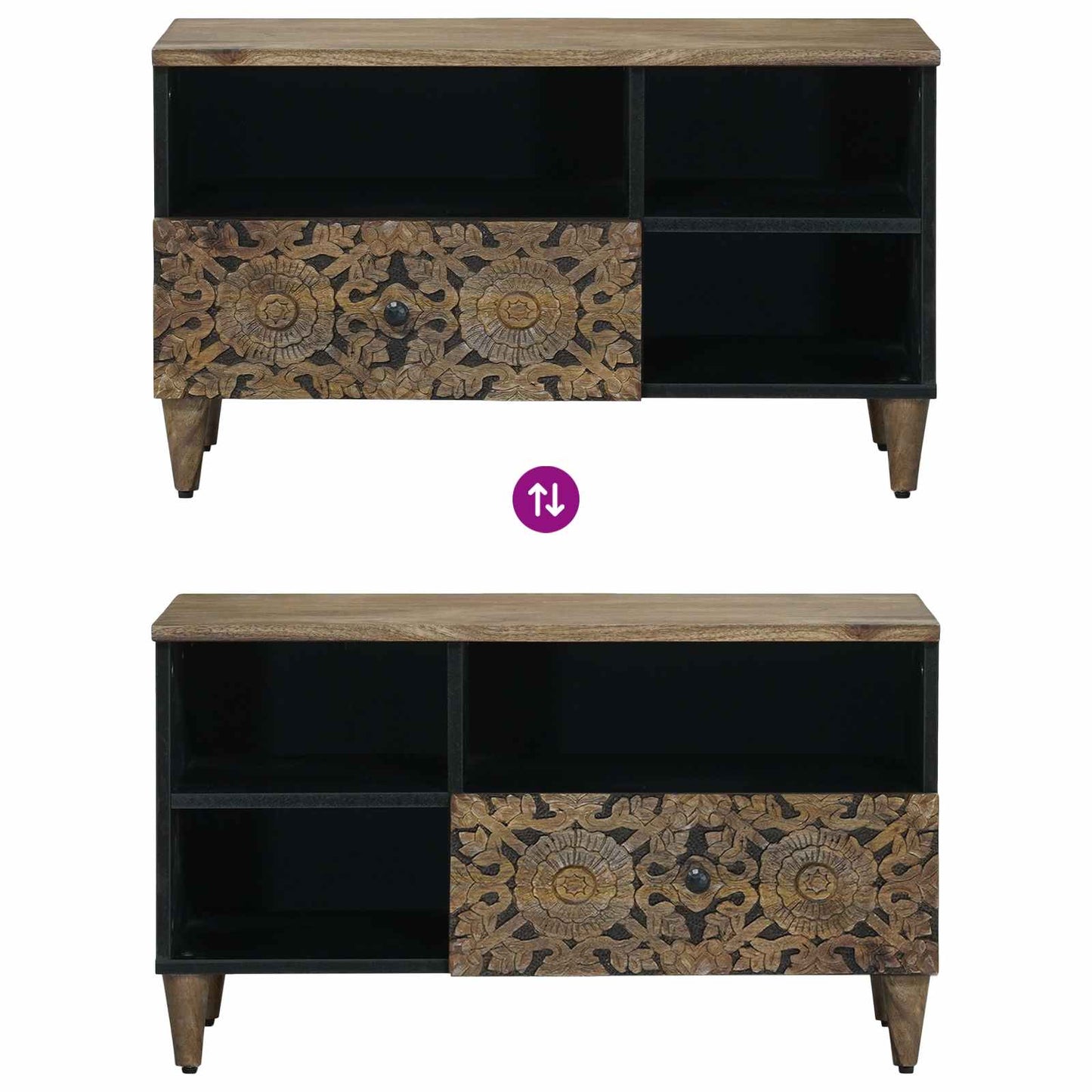 TV-kast met lade Bruin 80 x 33,5 x 46 cm Massief Mango Hout