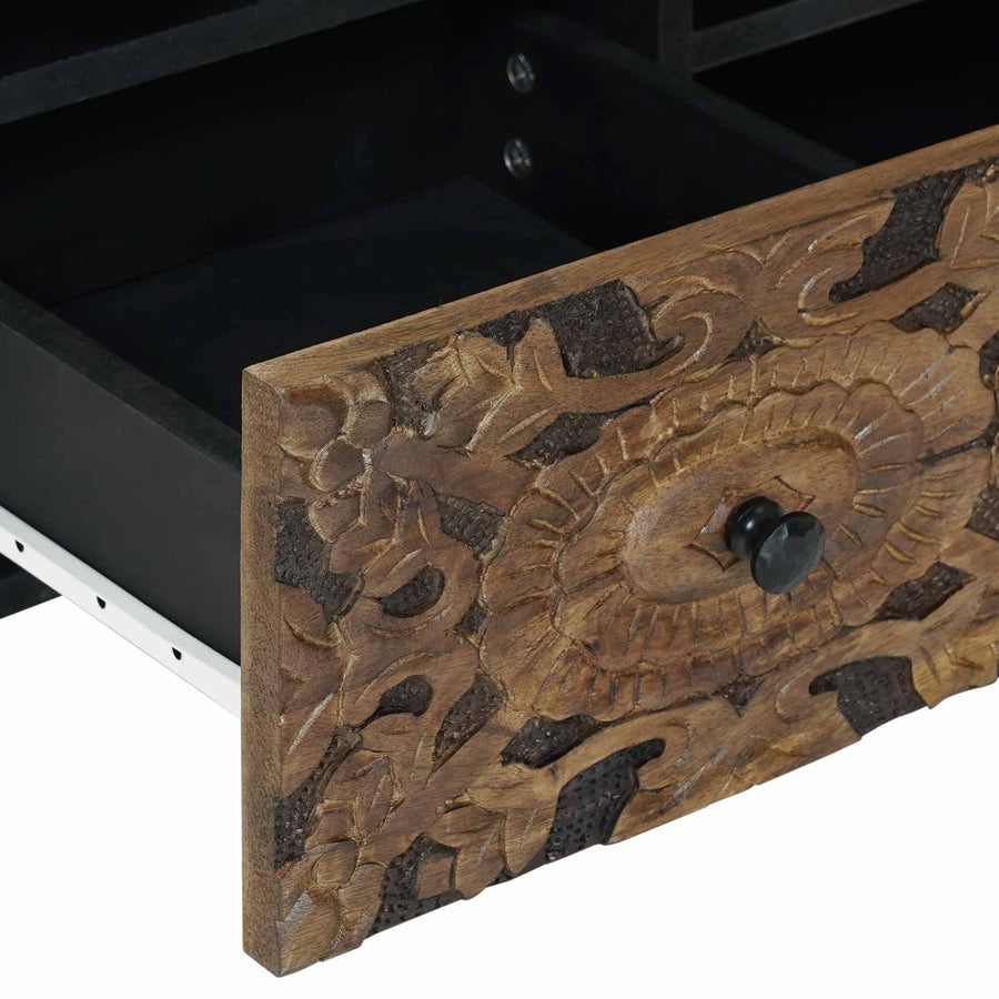 TV-kast met lade Bruin 100 x 33,5 x 46 cm Massief Mango Hout