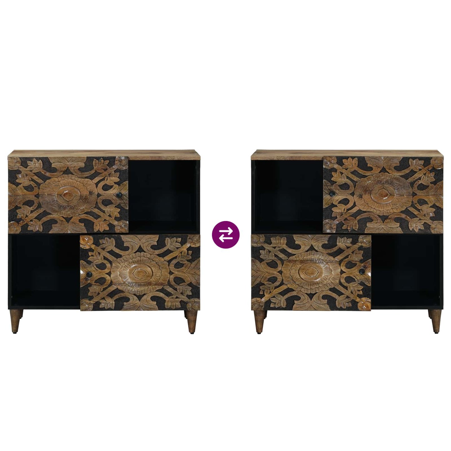 Dressoir met opslag Bruin 80 x 33,5 x 75 cm Massief Mango Hout