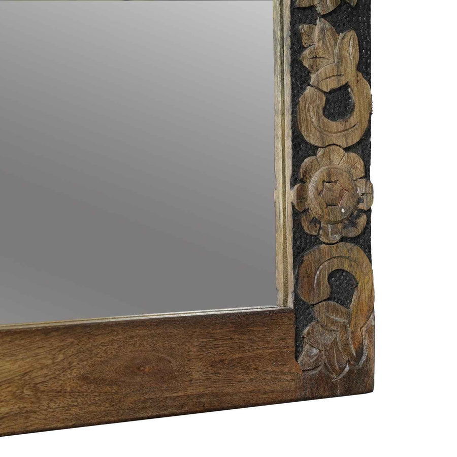 Wandspiegel walnootbruin 70 x 50 cm Bewerkt hout en glas