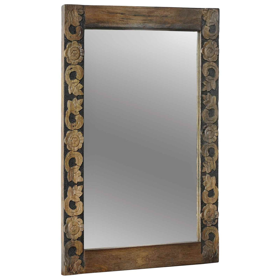 Wandspiegel walnootbruin 70 x 50 cm Bewerkt hout en glas