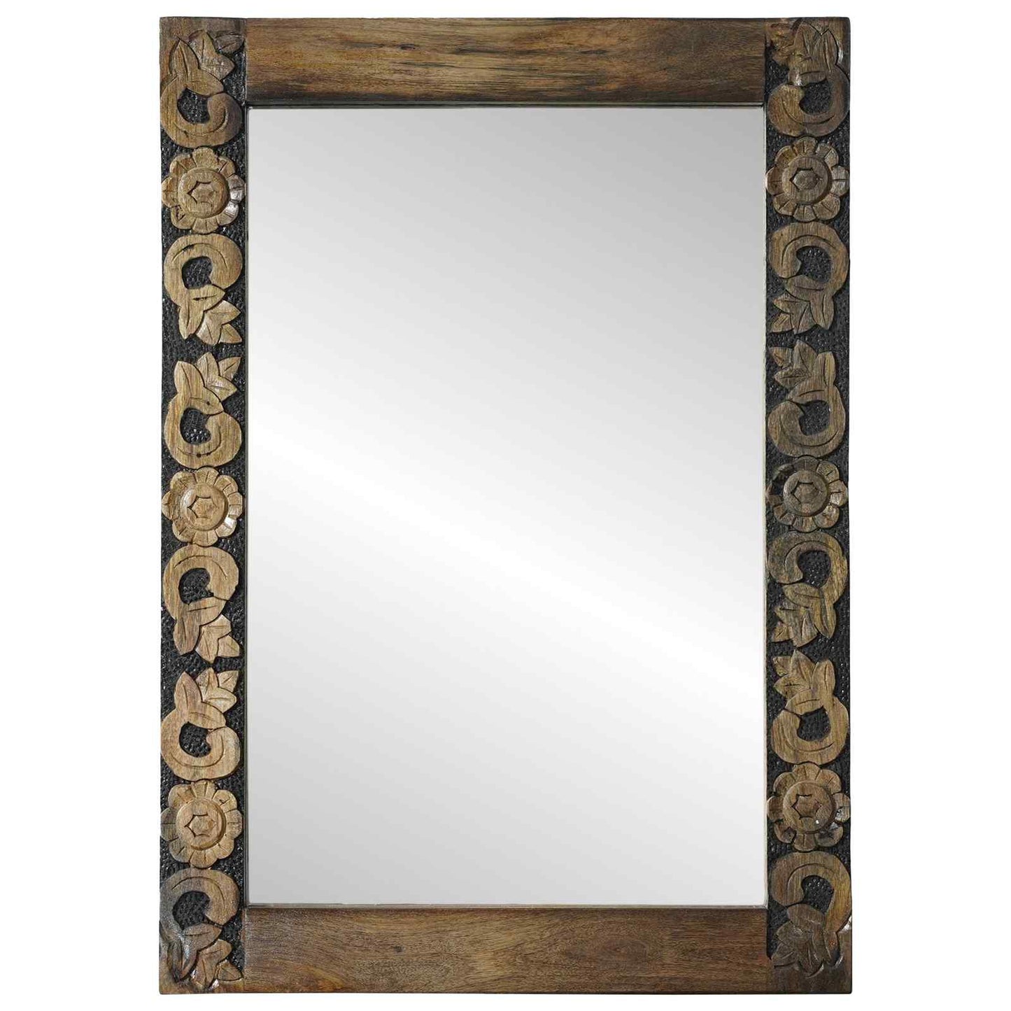Wandspiegel walnootbruin 70 x 50 cm Bewerkt hout en glas