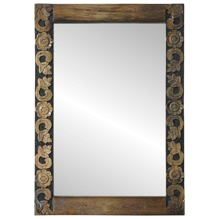 Wandspiegel walnootbruin 70 x 50 cm Bewerkt hout en glas