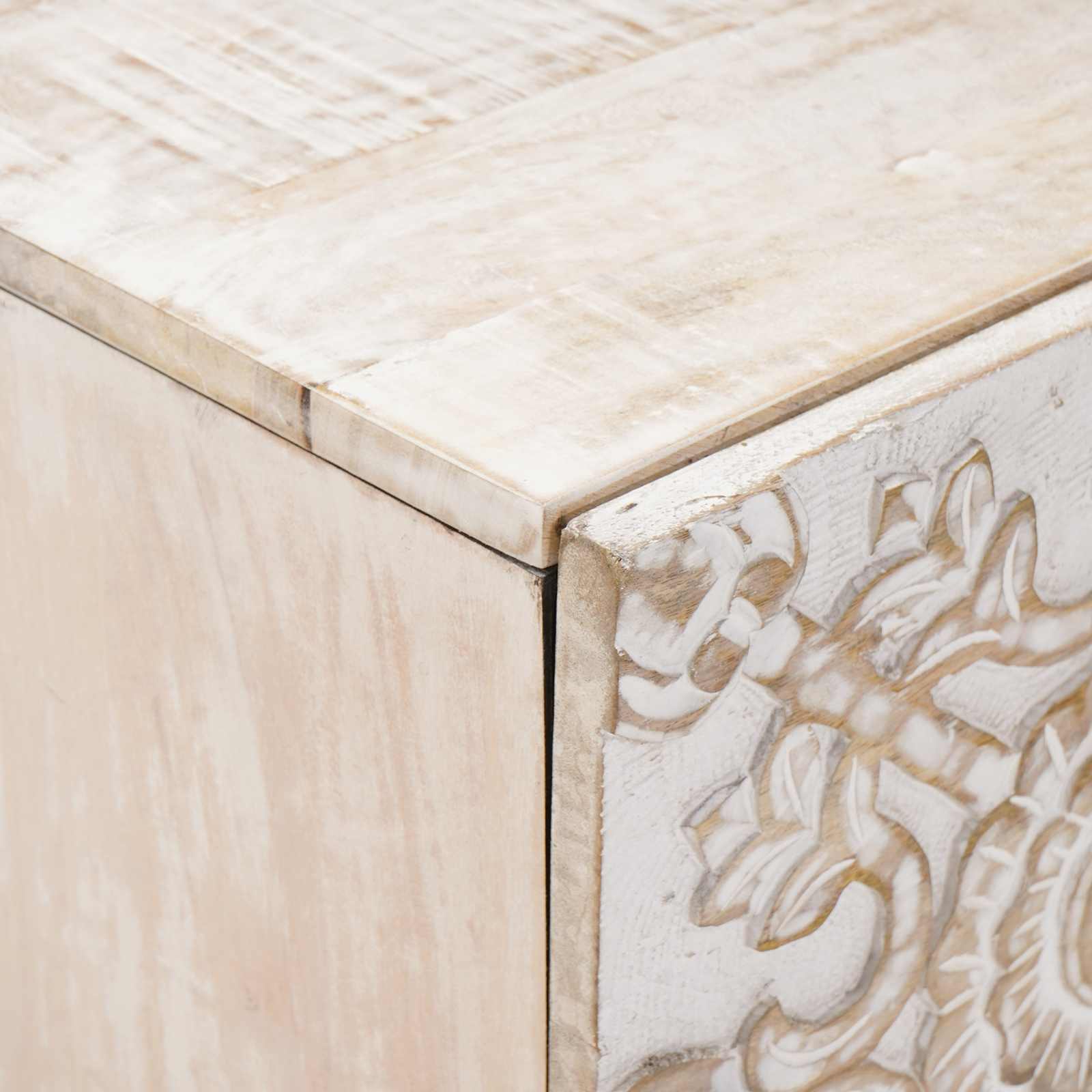 Nachtkastje 2 pcs Wit 40 x 33,5 x 46 cm Massief Mango Hout