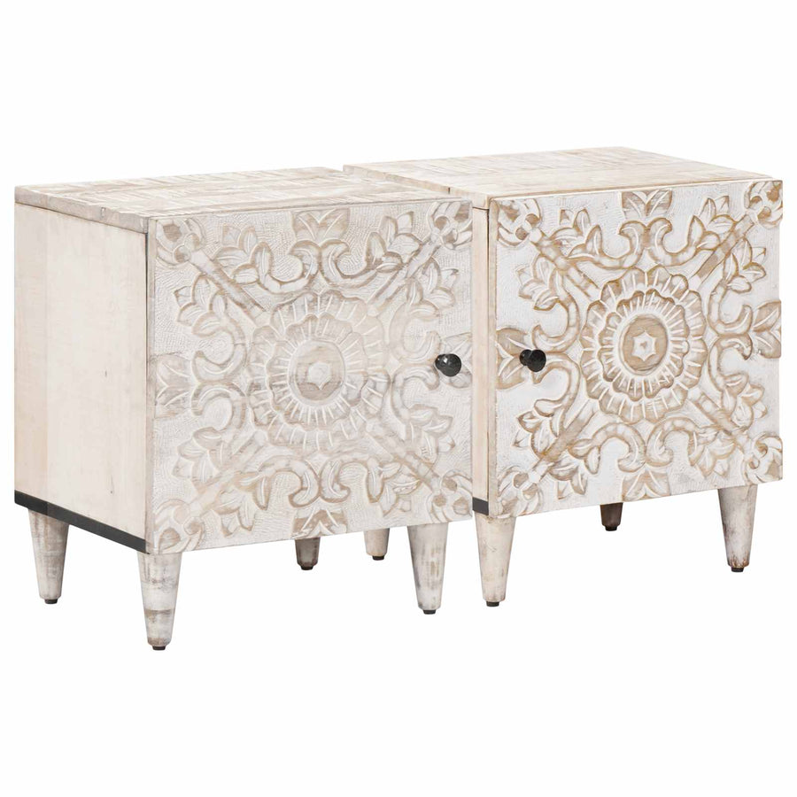 Nachtkastje 2 pcs Wit 40 x 33,5 x 46 cm Massief Mango Hout