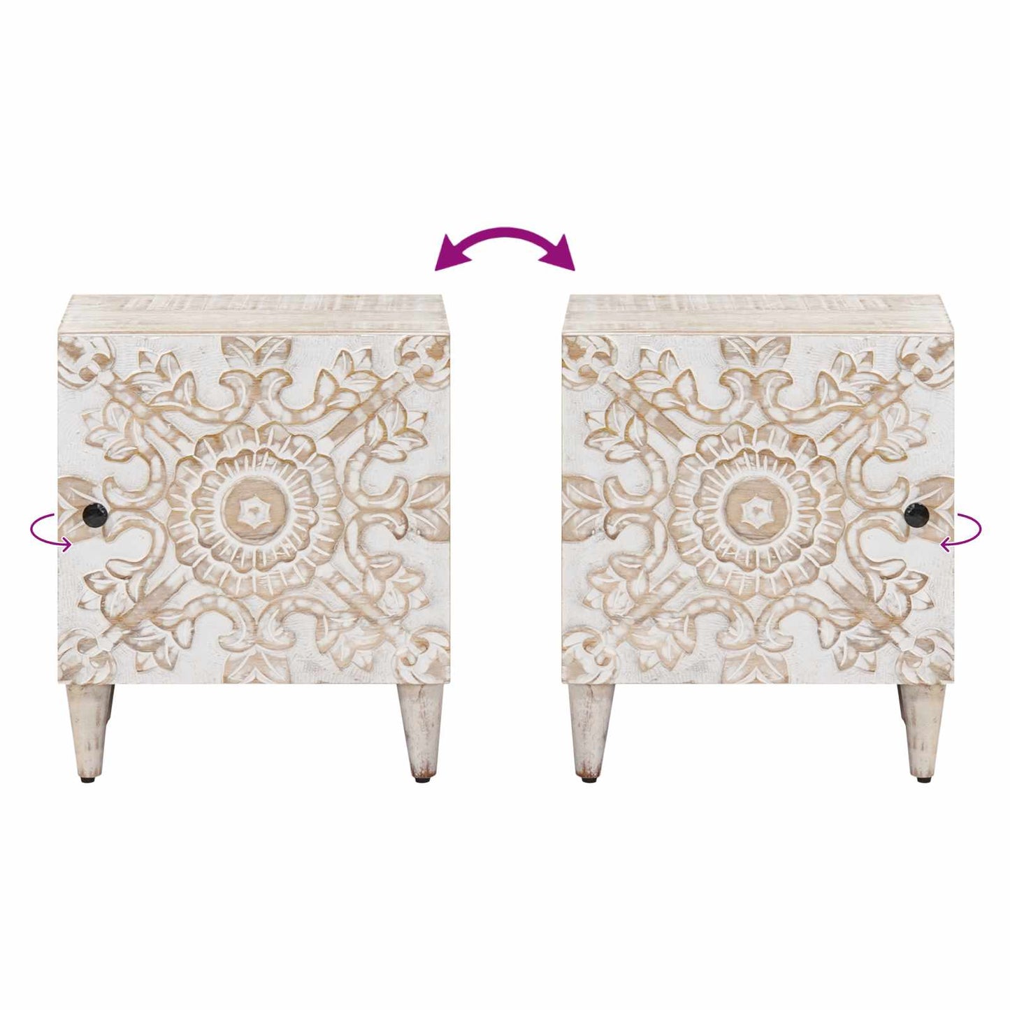 Nachtkastje 2 pcs Wit 40 x 33,5 x 46 cm Massief Mango Hout
