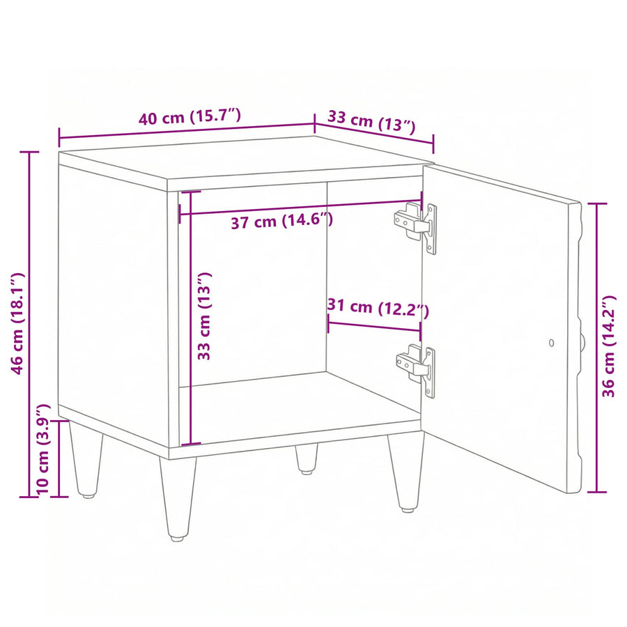 Nachtkastje 2 pcs Wit 40 x 33,5 x 46 cm Massief Mango Hout