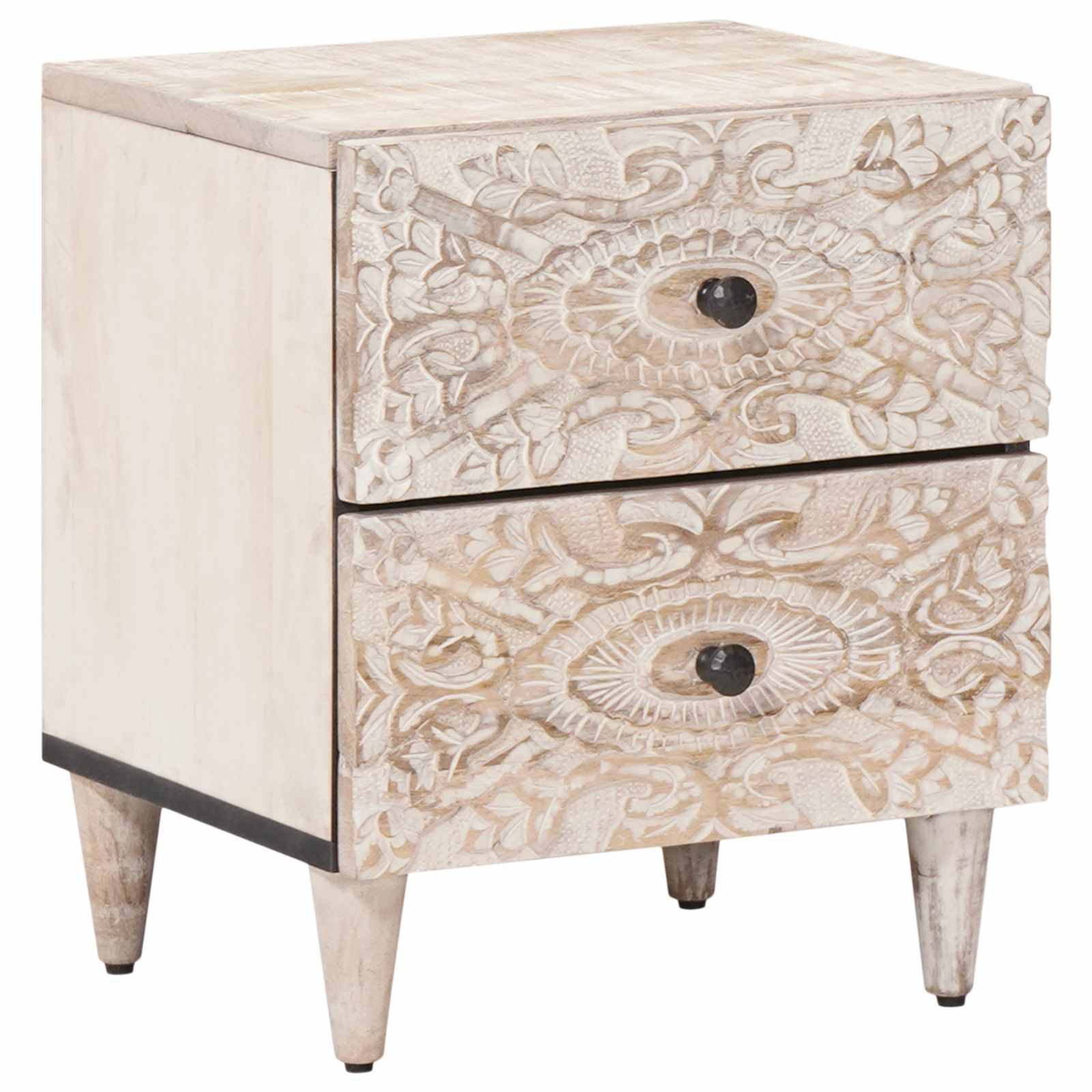 Nachtkastje met lade Wit 40 x 33,5 x 46 cm Massief Mango Hout