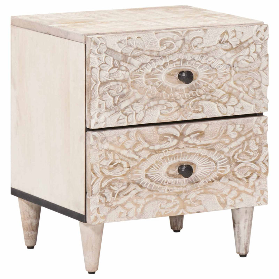 Nachtkastje met lade Wit 40 x 33,5 x 46 cm Massief Mango Hout