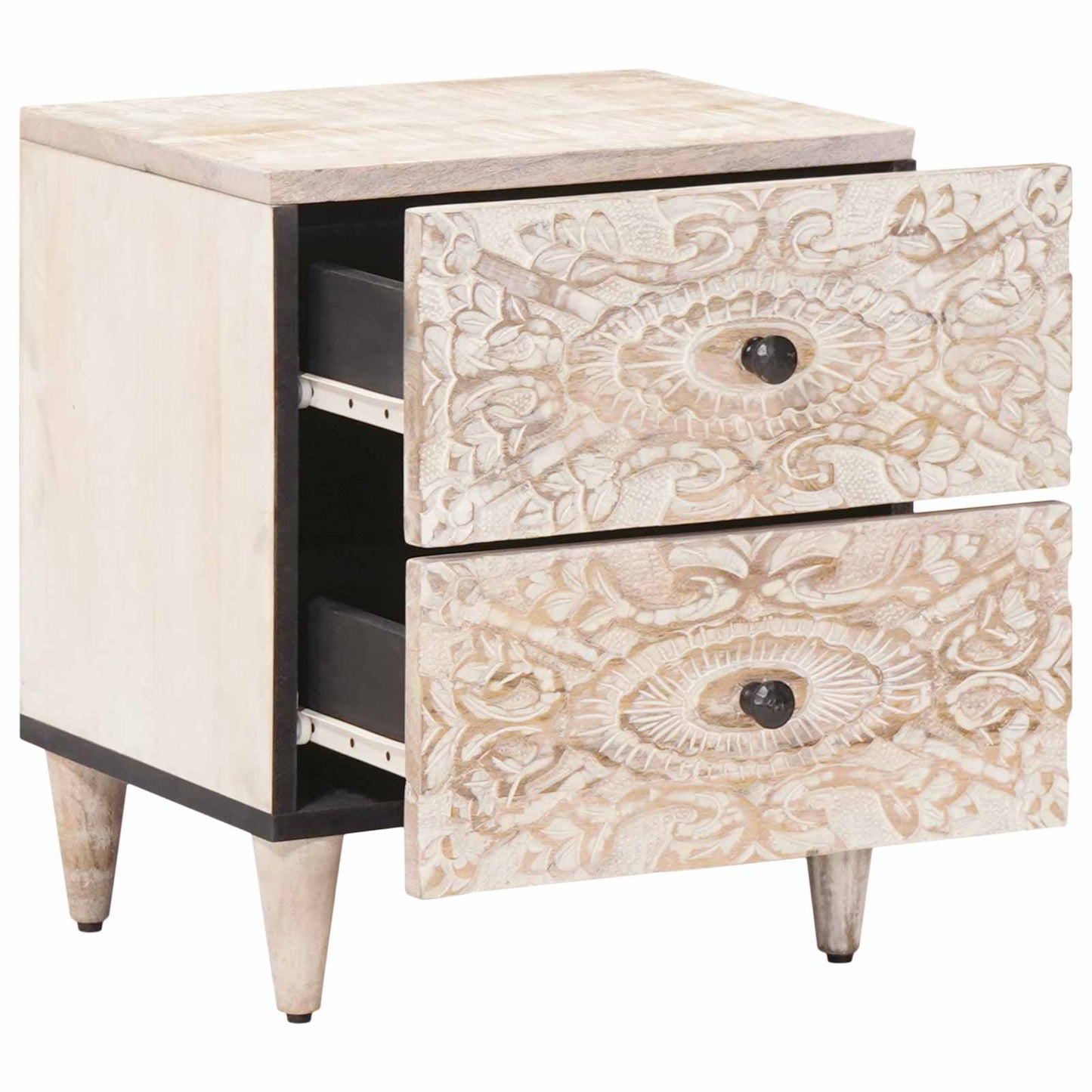 Nachtkastje met lade Wit 40 x 33,5 x 46 cm Massief Mango Hout