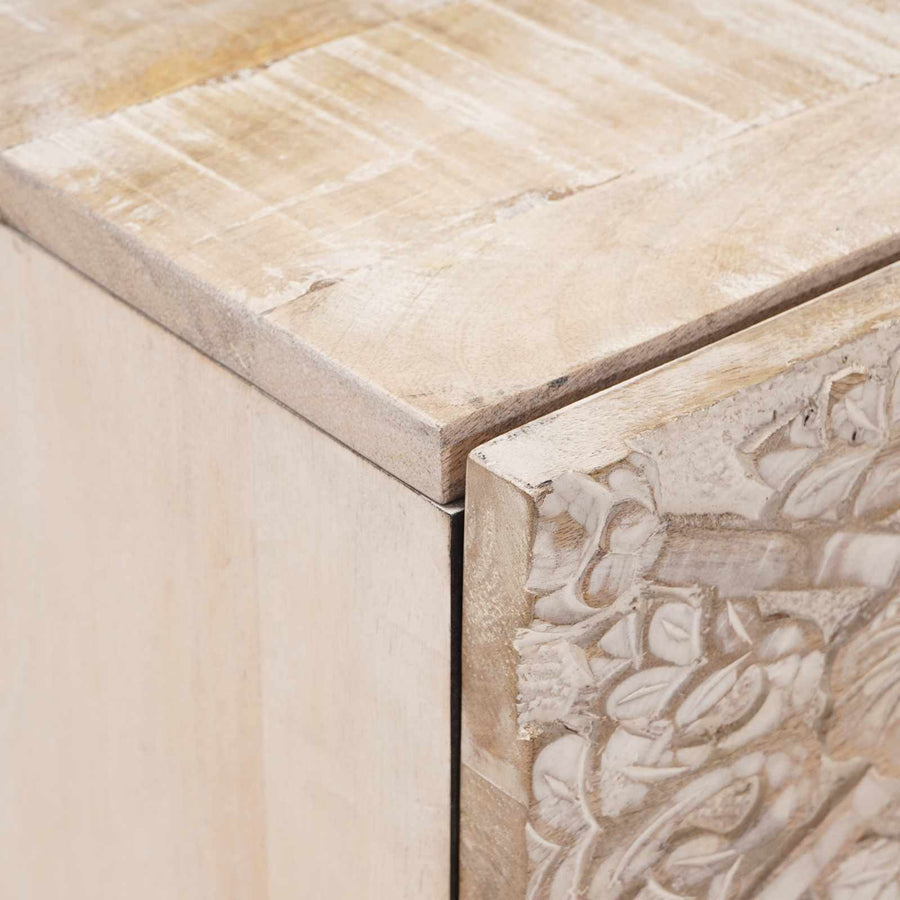 Nachtkastje 2 pcs Wit 40 x 33,5 x 46 cm Massief Mango Hout