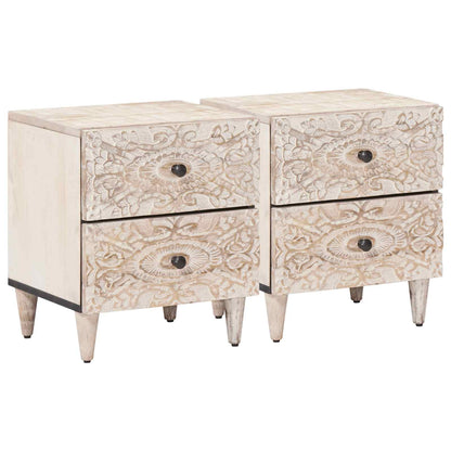 Nachtkastje 2 pcs Wit 40 x 33,5 x 46 cm Massief Mango Hout