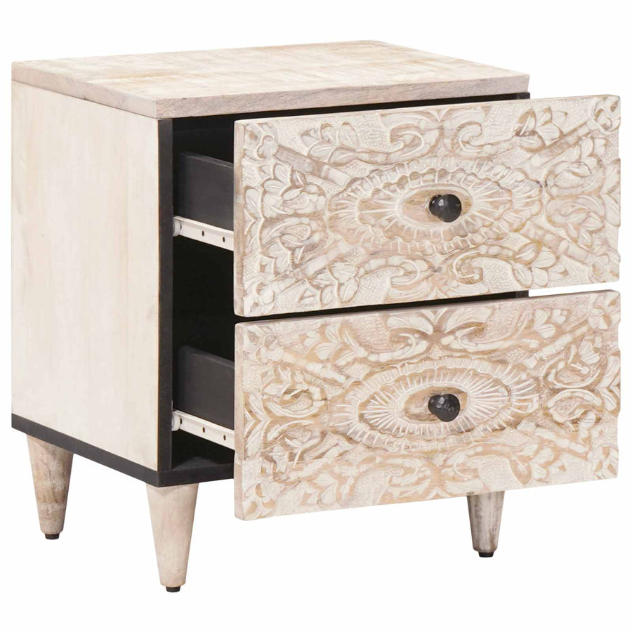 Nachtkastje 2 pcs Wit 40 x 33,5 x 46 cm Massief Mango Hout