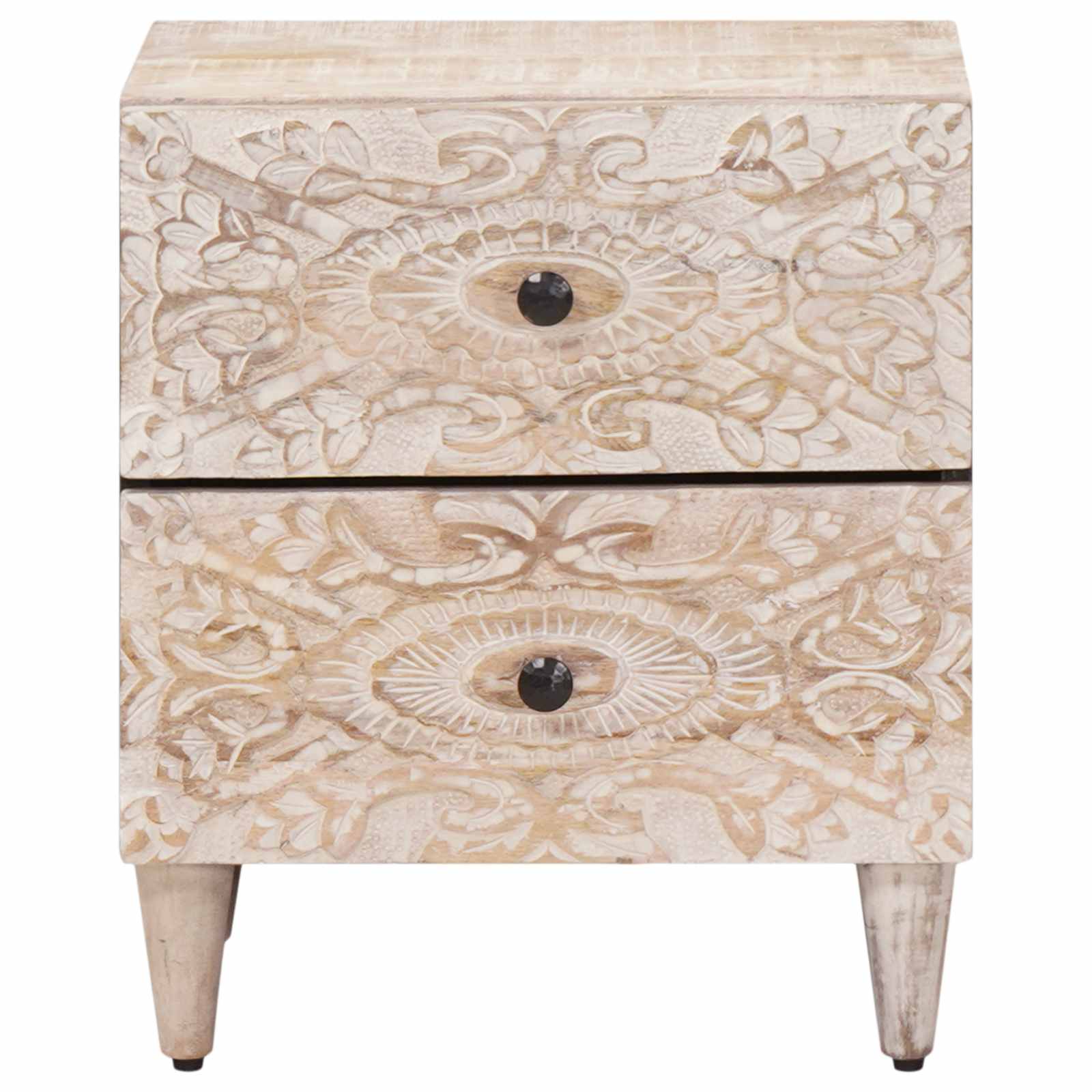 Nachtkastje 2 pcs Wit 40 x 33,5 x 46 cm Massief Mango Hout