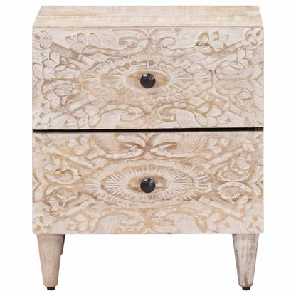 Nachtkastje 2 pcs Wit 40 x 33,5 x 46 cm Massief Mango Hout