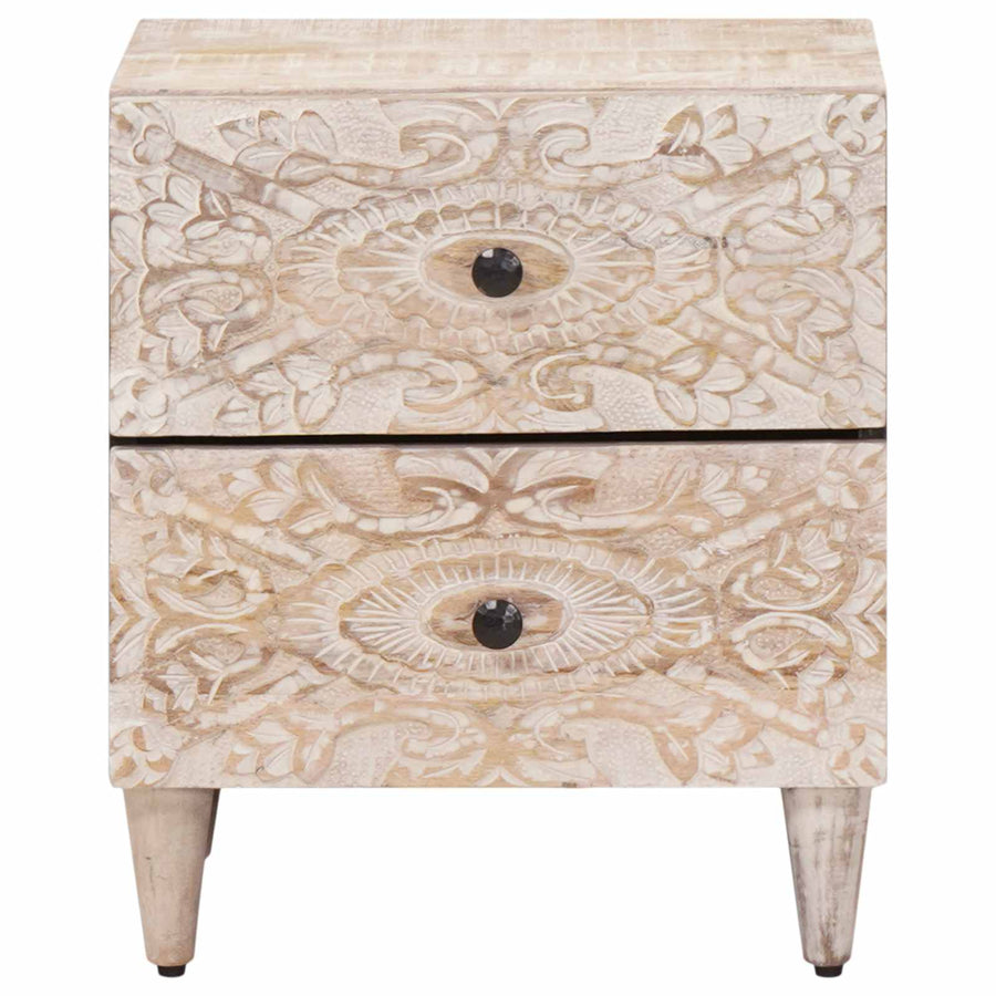 Nachtkastje 2 pcs Wit 40 x 33,5 x 46 cm Massief Mango Hout