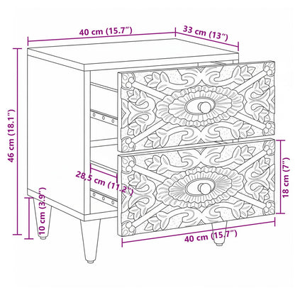 Nachtkastje 2 pcs Wit 40 x 33,5 x 46 cm Massief Mango Hout