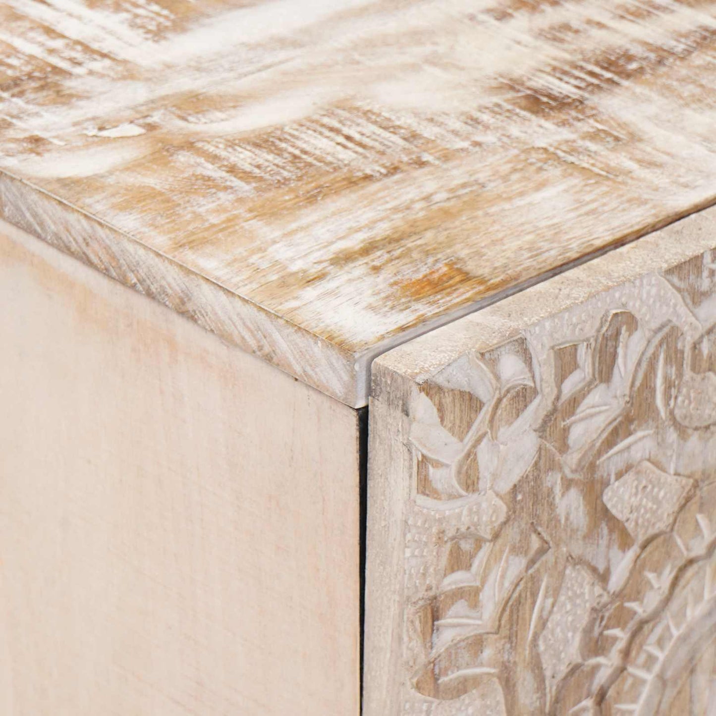 TV-kast met opslag Wit 105 x 33,5 x 46 cm Massief Mango Hout