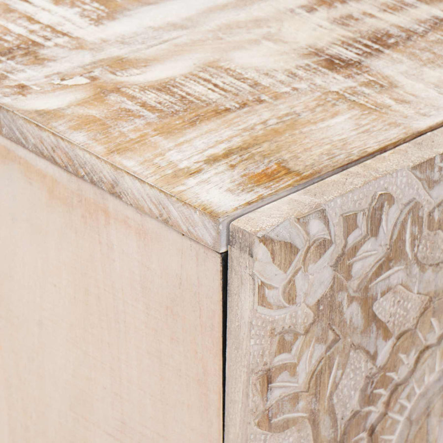 TV-kast met opslag Wit 105 x 33,5 x 46 cm Massief Mango Hout