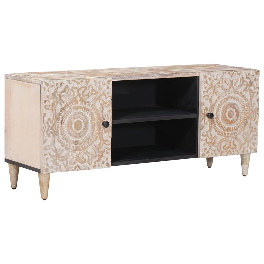 TV-kast met opslag Wit 105 x 33,5 x 46 cm Massief Mango Hout