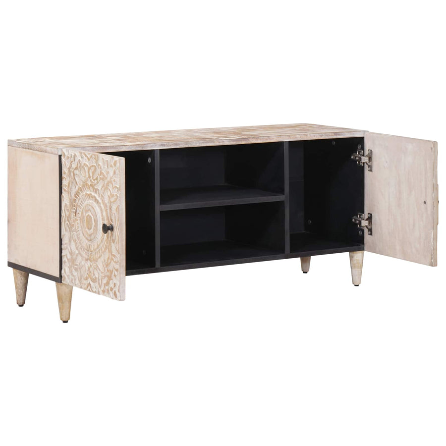 TV-kast met opslag Wit 105 x 33,5 x 46 cm Massief Mango Hout