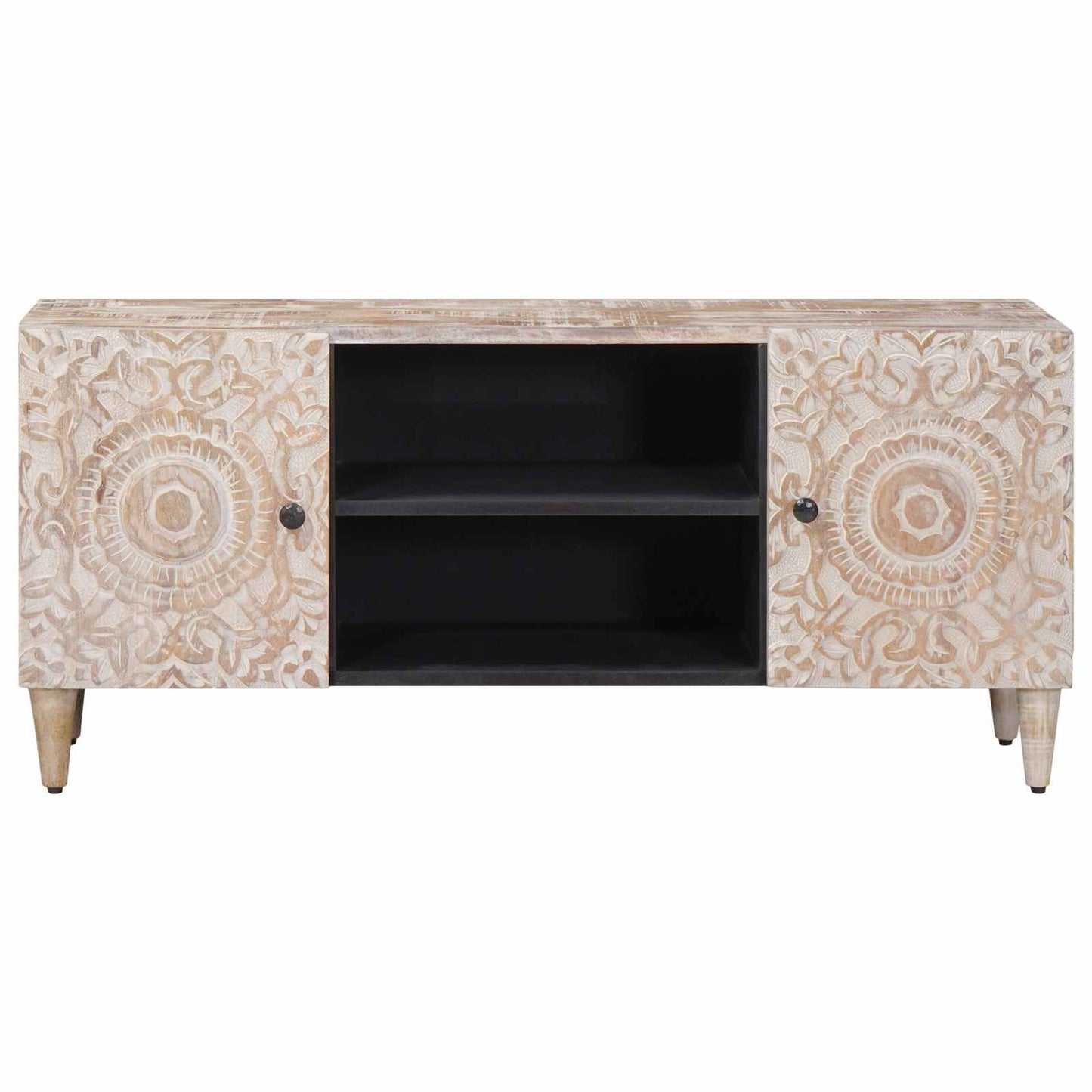 TV-kast met opslag Wit 105 x 33,5 x 46 cm Massief Mango Hout