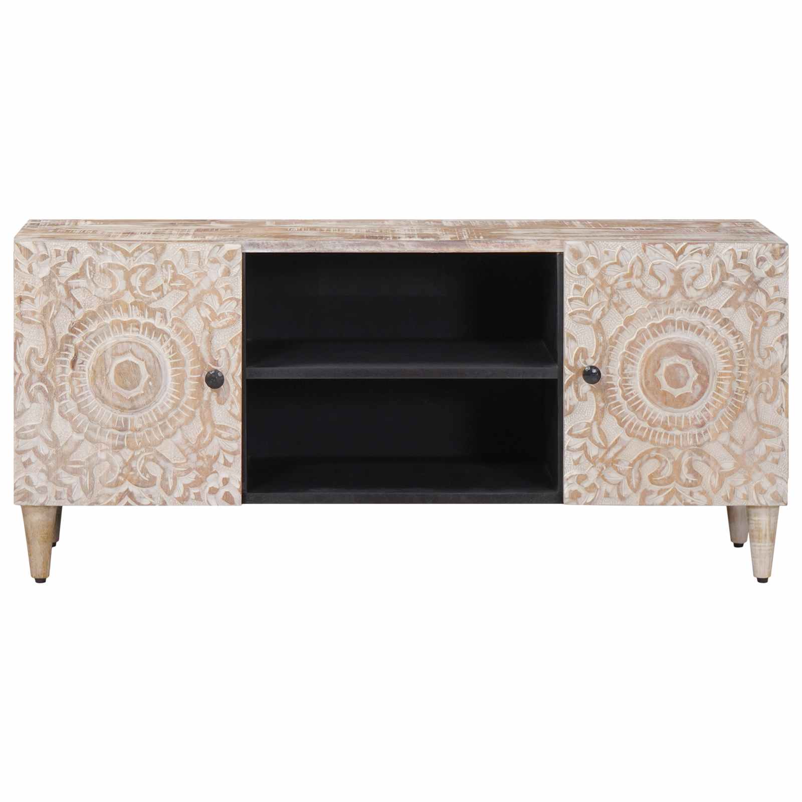 TV-kast met opslag Wit 105 x 33,5 x 46 cm Massief Mango Hout