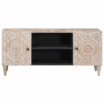 TV-kast met opslag Wit 105 x 33,5 x 46 cm Massief Mango Hout