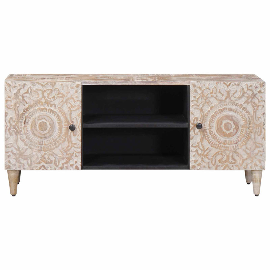 TV-kast met opslag Wit 105 x 33,5 x 46 cm Massief Mango Hout