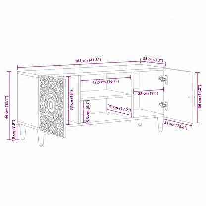 TV-kast met opslag Wit 105 x 33,5 x 46 cm Massief Mango Hout