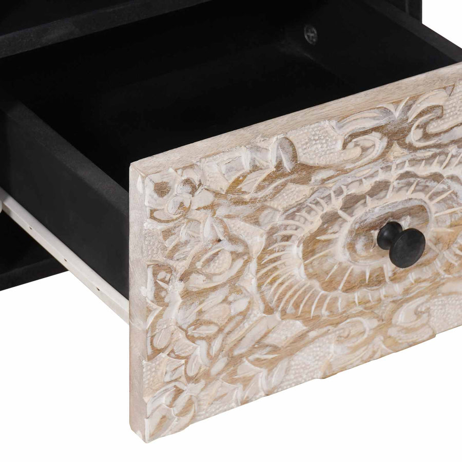 TV-kast met opslag Wit 70 x 33,5 x 46 cm Massief Mango Hout