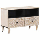 TV-meubel 70x33,5x46 cm massief mangohout wit