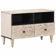 TV-meubel 70x33,5x46 cm massief mangohout wit