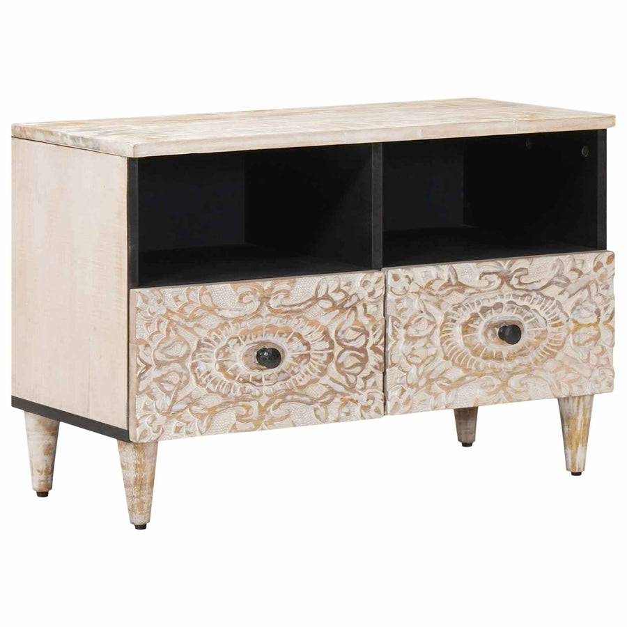 TV-kast met opslag Wit 70 x 33,5 x 46 cm Massief Mango Hout