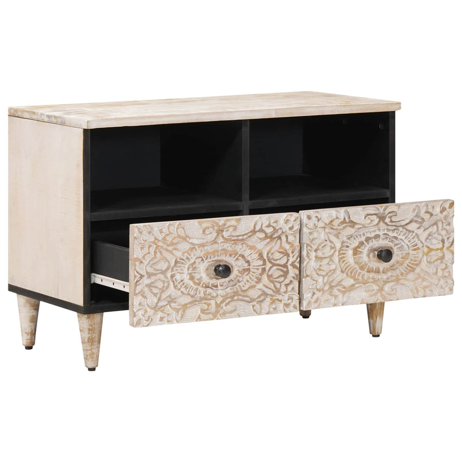 TV-kast met opslag Wit 70 x 33,5 x 46 cm Massief Mango Hout
