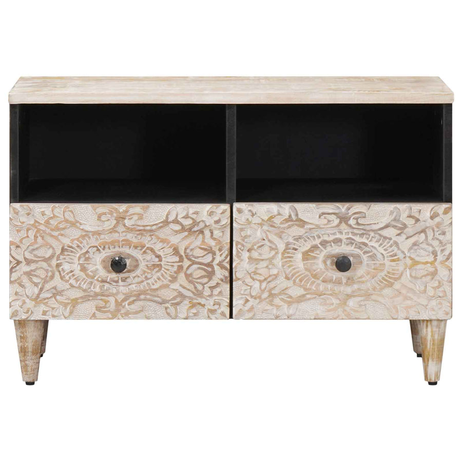 TV-kast met opslag Wit 70 x 33,5 x 46 cm Massief Mango Hout