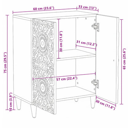 Opslag Dressoir Wit 60 x 33,5 x 75 cm Massief Mango Hout