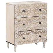Dressoir massief mango hout wit 60x33,5x75 cm
