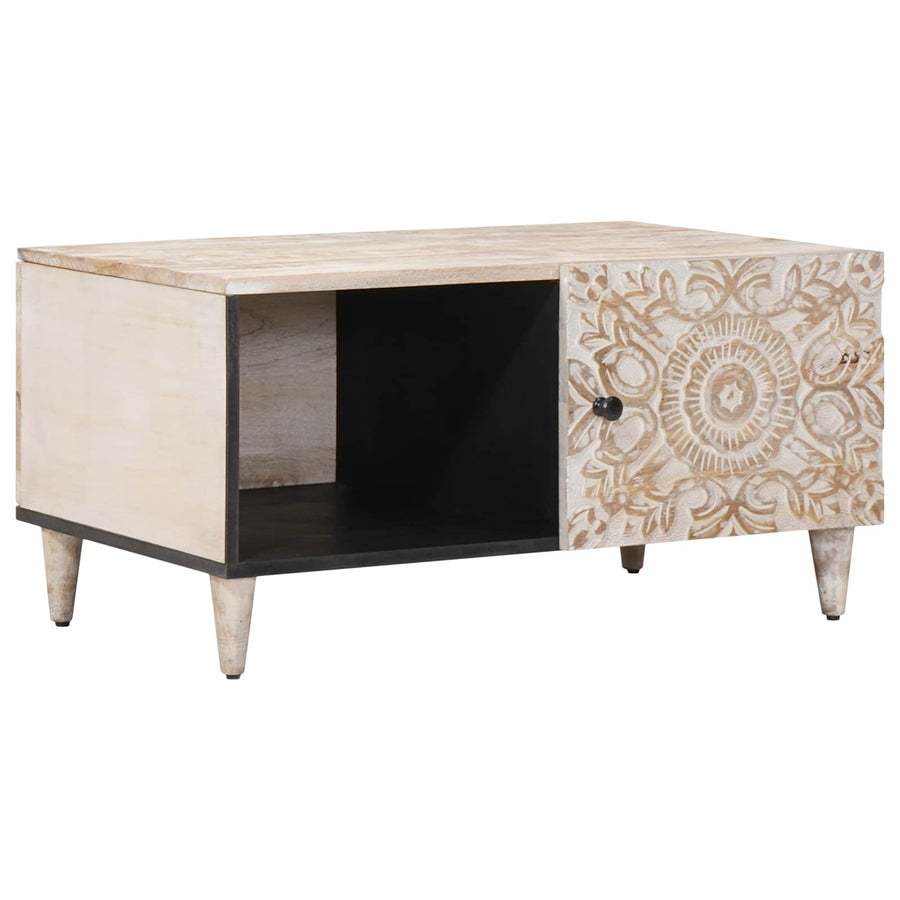 Salontafel Wit 80 x 50 x 40 cm Massief Mango Hout