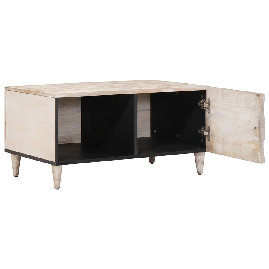 Salontafel Wit 80 x 50 x 40 cm Massief Mango Hout