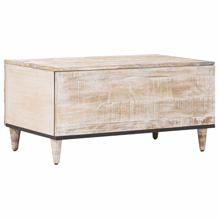 Salontafel Wit 80 x 50 x 40 cm Massief Mango Hout