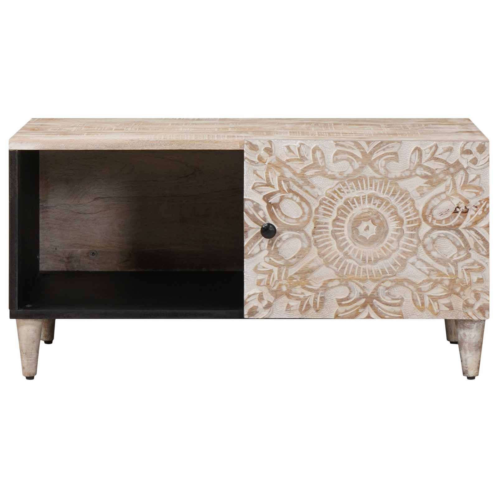 Salontafel Wit 80 x 50 x 40 cm Massief Mango Hout