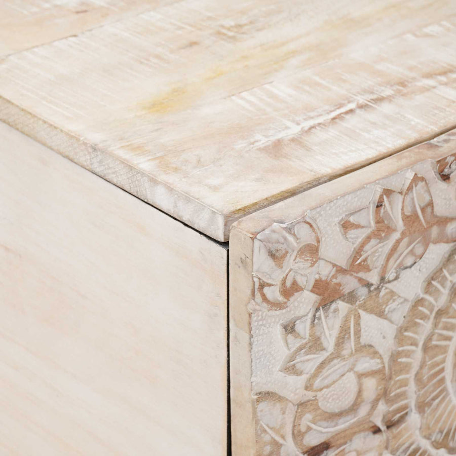 Salontafel Wit 80 x 50 x 40 cm Massief Mango Hout