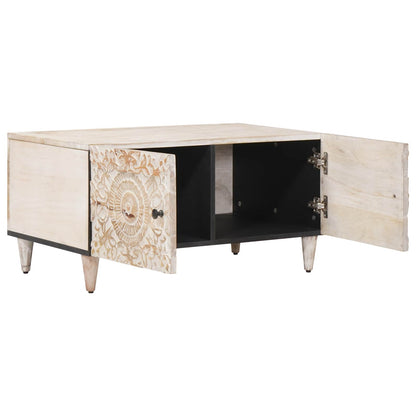 Salontafel Wit 80 x 50 x 40 cm Massief Mango Hout