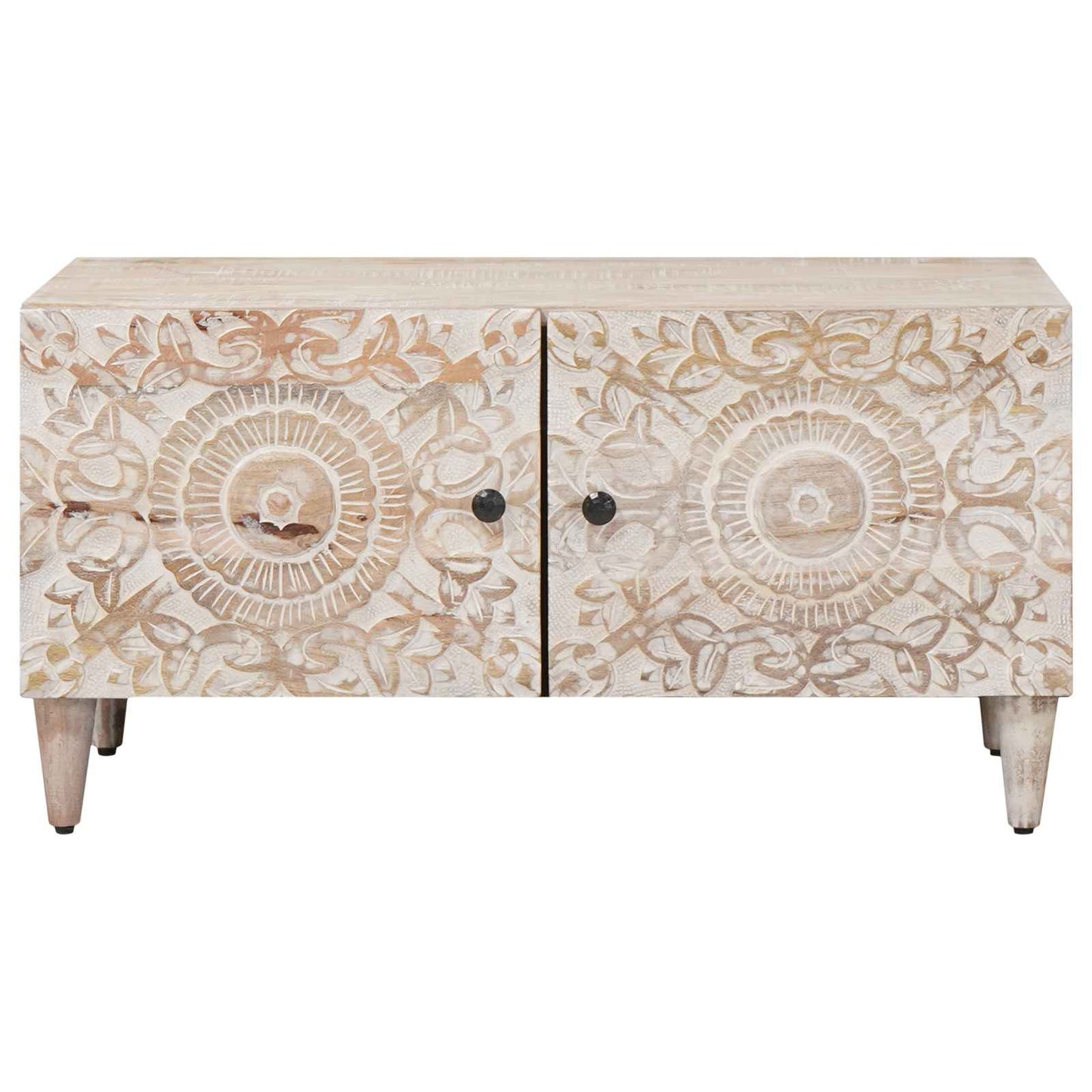 Salontafel Wit 80 x 50 x 40 cm Massief Mango Hout